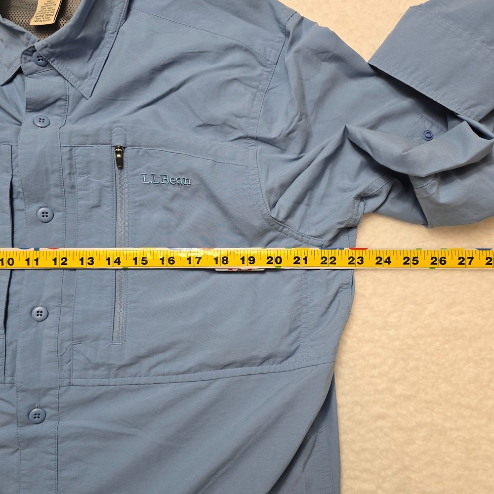 LL Bean Shirt Mens Size M Blue Long Sleeve Button Up Outdoors Hiking Fishing - Picture 4 of 16